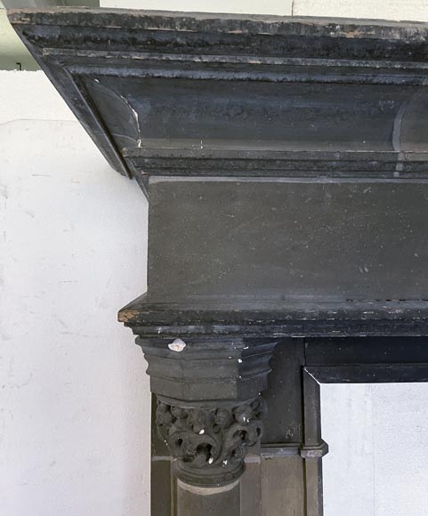 Antique Neo-gothic style wood and cardboard fireplace Antique Neo-gothic style wood and cardboard fireplace-4