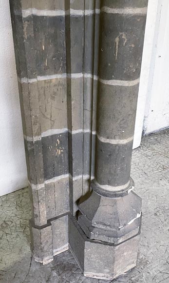 Antique Neo-gothic style wood and cardboard fireplace Antique Neo-gothic style wood and cardboard fireplace-10