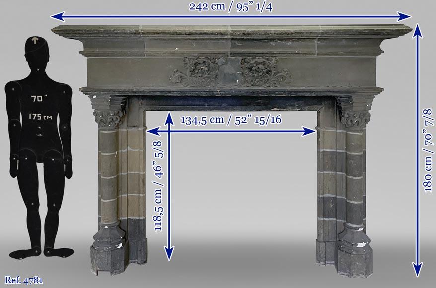 Antique Neo-gothic style wood and cardboard fireplace Antique Neo-gothic style wood and cardboard fireplace-12