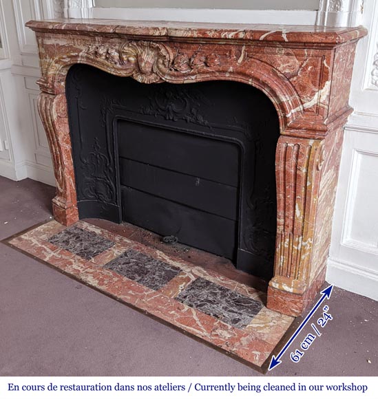 Louis XV style fireplace in Breche de Saint-Maximin marble Louis XV style fireplace in Breche de Saint-Maximin marble-7