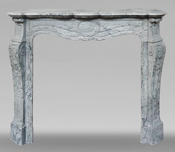 Louis XV style fireplace, Pompadour model, in blue floral marble Louis XV style fireplace, Pompadour model, in blue floral marble-0