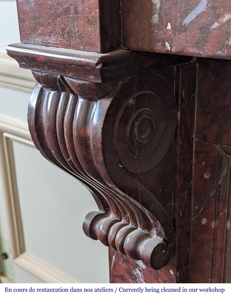 Napoleon III style fireplace in Griotte marble with modillions Napoleon III style fireplace in Griotte marble with modillions-4