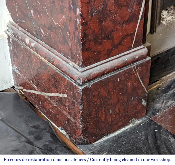 Napoleon III style fireplace in Griotte marble with modillions Napoleon III style fireplace in Griotte marble with modillions-5