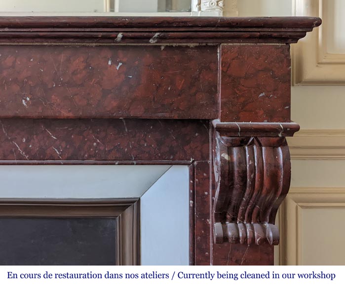 Napoleon III style fireplace in Griotte marble with modillions Napoleon III style fireplace in Griotte marble with modillions-7