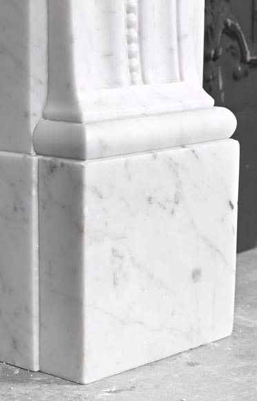 Louis XVI style fireplace with acanthus leaves and beading, in Carrara marble Louis XVI style fireplace with acanthus leaves and beading, in Carrara marble-6