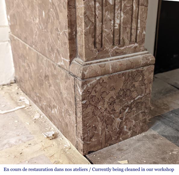 Louis XVI style fireplace in Lunel marble Louis XVI style fireplace in Lunel marble-7