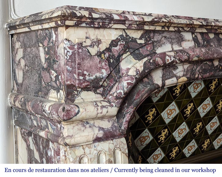 Regence style fireplace made with Fleur de Pêcher marble Regence style fireplace made with Fleur de Pêcher marble-3