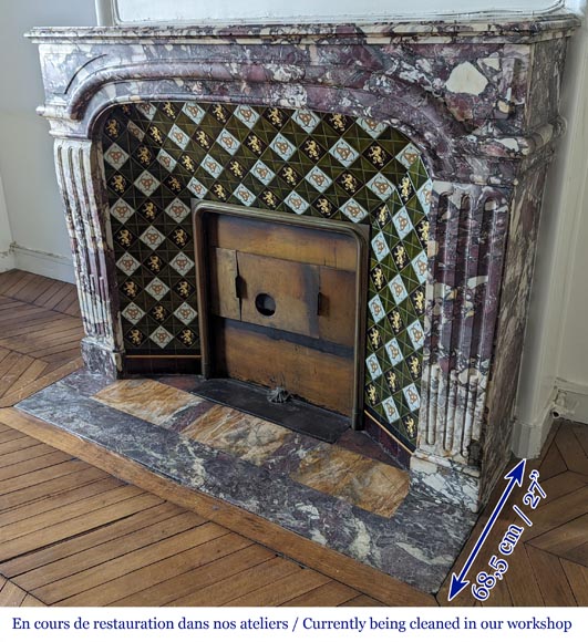 Regence style fireplace made with Fleur de Pêcher marble Regence style fireplace made with Fleur de Pêcher marble-6
