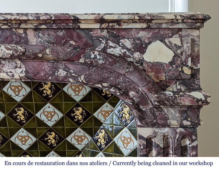 Regence style fireplace made with Fleur de Pêcher marble Regence style fireplace made with Fleur de Pêcher marble-7