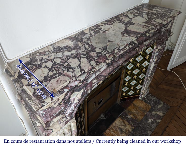 Regence style fireplace made with Fleur de Pêcher marble Regence style fireplace made with Fleur de Pêcher marble-10