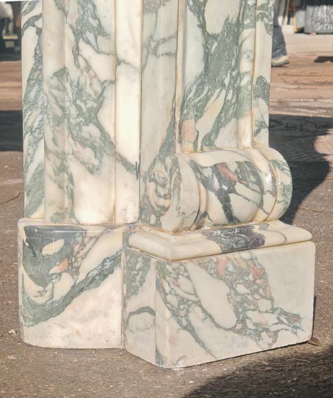 Modern Louis XV style fireplace in green veined marble Modern Louis XV style fireplace in green veined marble-7