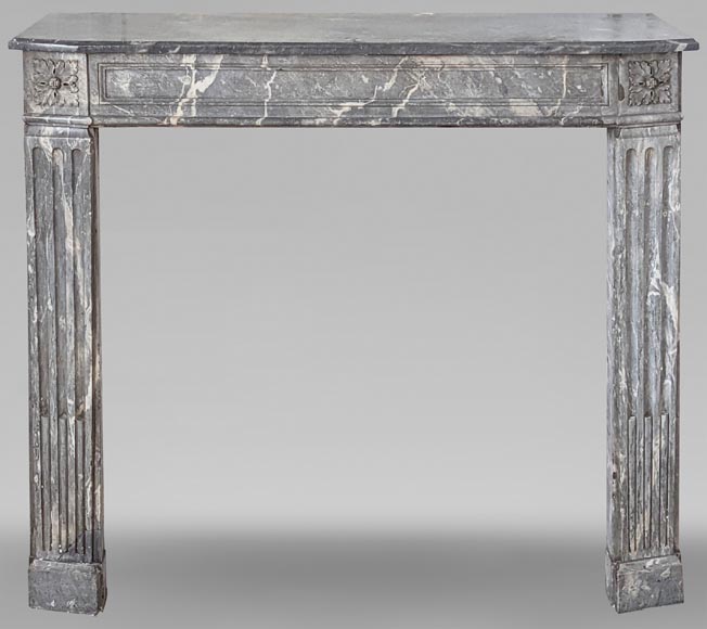Antique Fireplace from the Louis XVI period in Ardennes gray marble Antique Fireplace from the Louis XVI period in Ardennes gray marble-0