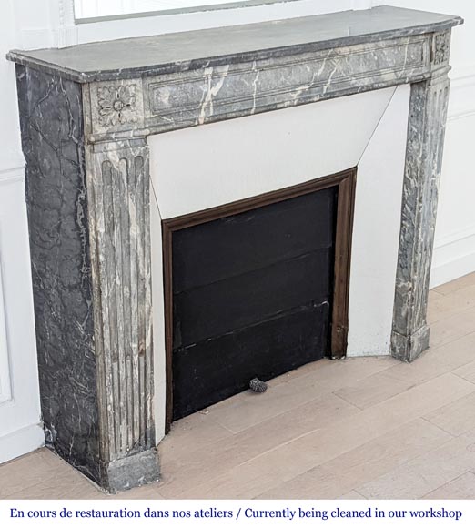 Antique Fireplace from the Louis XVI period in Ardennes gray marble Antique Fireplace from the Louis XVI period in Ardennes gray marble-2