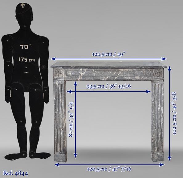Antique Fireplace from the Louis XVI period in Ardennes gray marble Antique Fireplace from the Louis XVI period in Ardennes gray marble-9