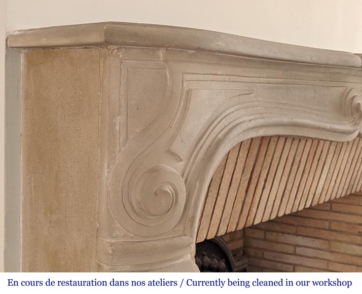 Large Louis XV style stone fireplace Large Louis XV style stone fireplace-4