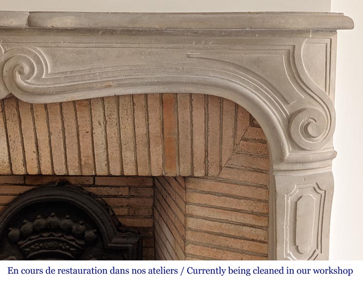 Large Louis XV style stone fireplace Large Louis XV style stone fireplace-7