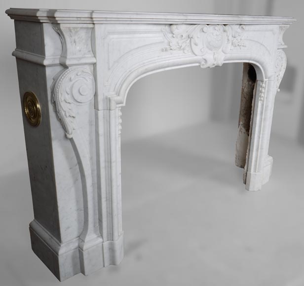 Napoleon III style mantel in Carrara marble Napoleon III style mantel in Carrara marble-4