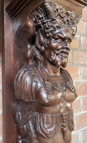Renaissance walnut mantel with satyrs Renaissance walnut mantel with satyrs-7