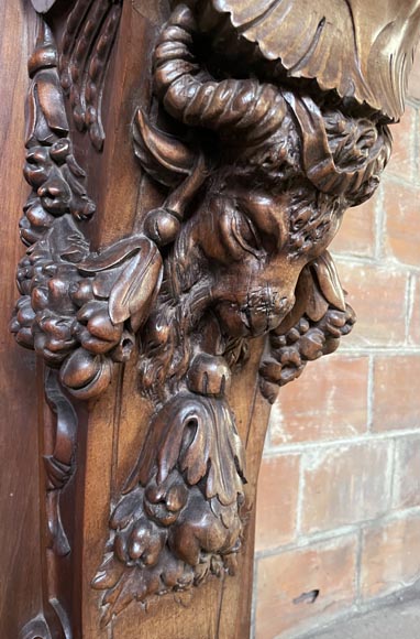 Renaissance walnut mantel with satyrs Renaissance walnut mantel with satyrs-8