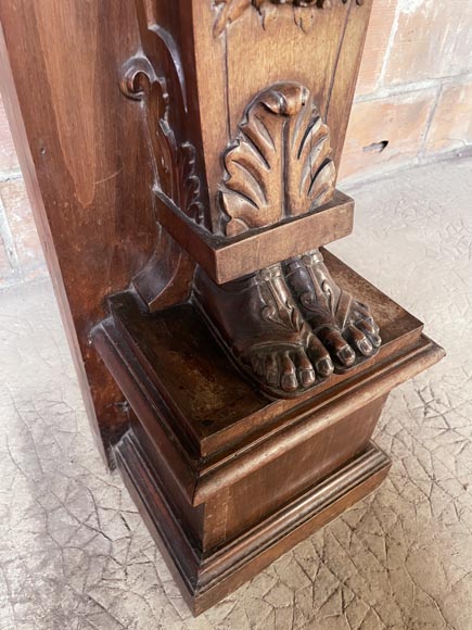 Renaissance walnut mantel with satyrs Renaissance walnut mantel with satyrs-9