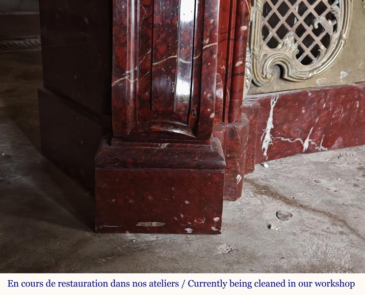 Napoleon III Red Griotte Marble Mantelpiece with Bronze Fire Grate Napoleon III Red Griotte Marble Mantelpiece with Bronze Fire Grate-5