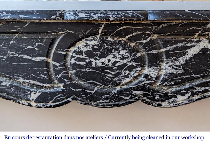 Louis XV style mantel in Marquina marble Louis XV style mantel in Marquina marble-1