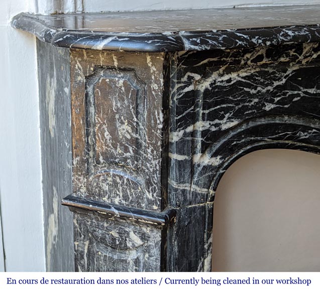 Louis XV style mantel in Marquina marble Louis XV style mantel in Marquina marble-3