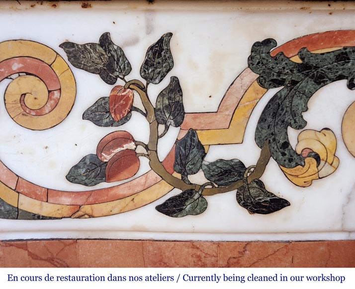 Polychrome marble mantel probably from an 18th century altar Polychrome marble mantel probably from an 18th century altar-2