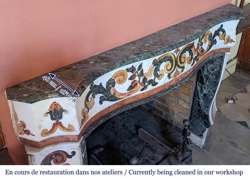 Polychrome marble mantel probably from an 18th century altar Polychrome marble mantel probably from an 18th century altar-12