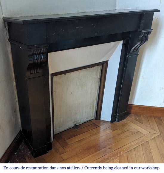 Small Napoleon III style mantel in black marble Small Napoleon III style mantel in black marble-2