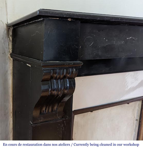 Small Napoleon III style mantel in black marble Small Napoleon III style mantel in black marble-3