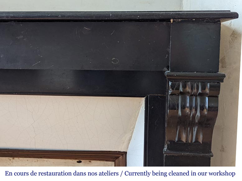 Small Napoleon III style mantel in black marble Small Napoleon III style mantel in black marble-6