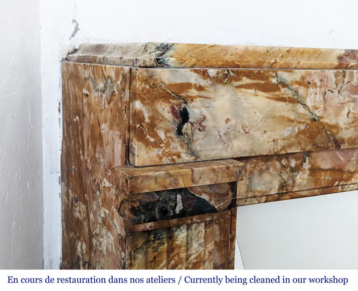 Art déco style mantel in Brèche de Médous Art déco style mantel in Brèche de Médous-3