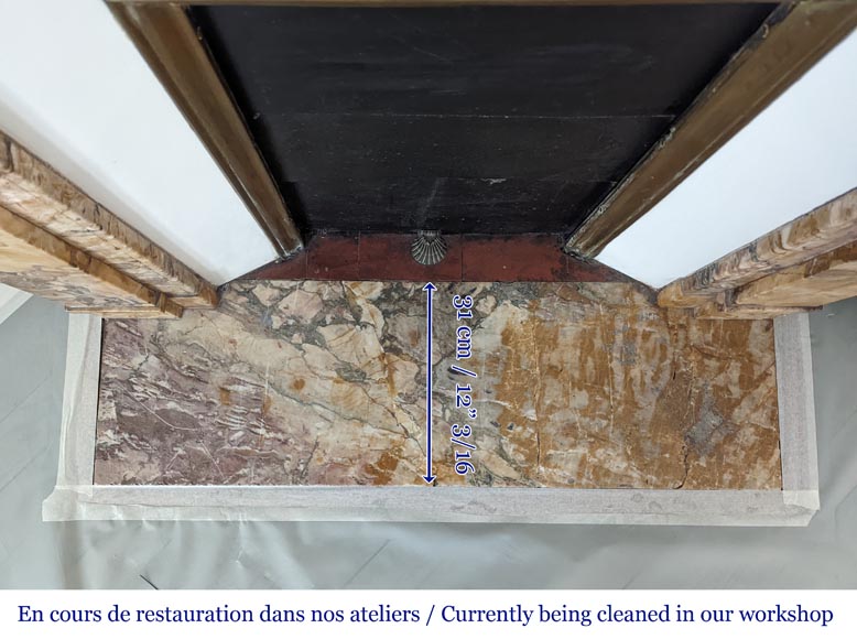 Art déco style mantel in Brèche de Médous Art déco style mantel in Brèche de Médous-8