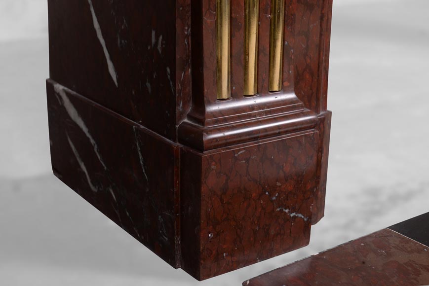 Louis XVI style fireplace in Griotte marble with gilded bronze Louis XVI style fireplace in Griotte marble with gilded bronze-5