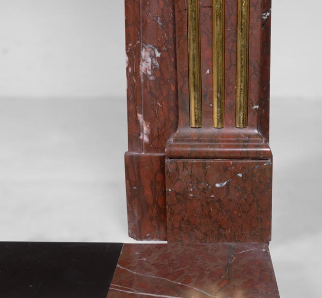 Louis XVI style fireplace in Griotte marble with gilded bronze Louis XVI style fireplace in Griotte marble with gilded bronze-8