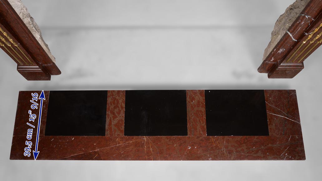 Louis XVI style fireplace in Griotte marble with gilded bronze Louis XVI style fireplace in Griotte marble with gilded bronze-9