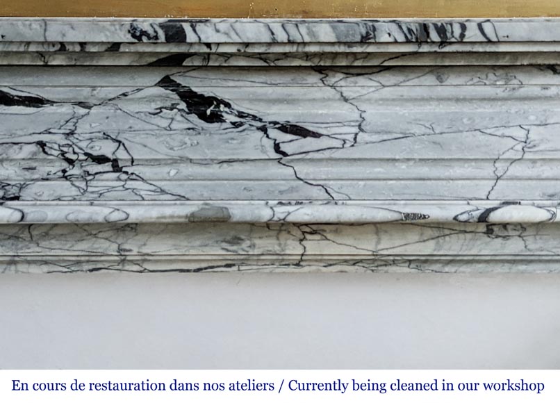 Small Louis XVI fireplace in Bleu Fleuri marble Small Louis XVI fireplace in Bleu Fleuri marble-1