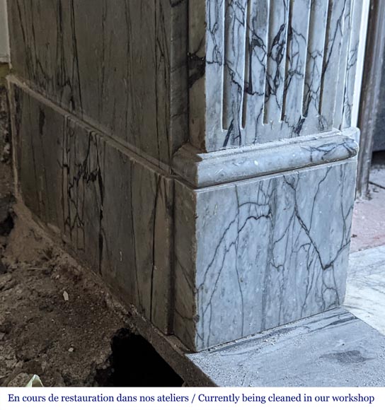 Small Louis XVI fireplace in Bleu Fleuri marble Small Louis XVI fireplace in Bleu Fleuri marble-4