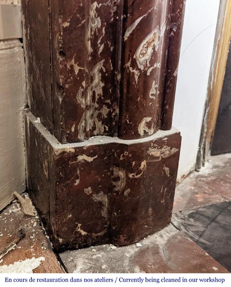 Louis XIV style mantel in Red marble from the North Louis XIV style mantel in Red marble from the North-4