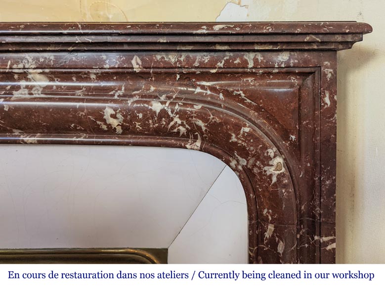 Louis XIV style mantel in Red marble from the North Louis XIV style mantel in Red marble from the North-5