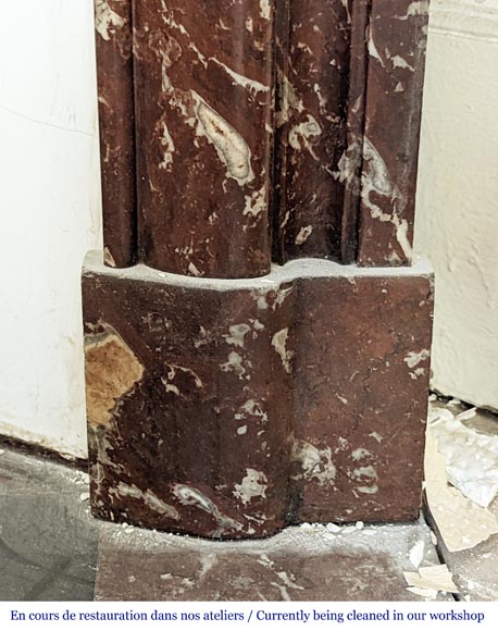 Louis XIV style mantel in Red marble from the North Louis XIV style mantel in Red marble from the North-6