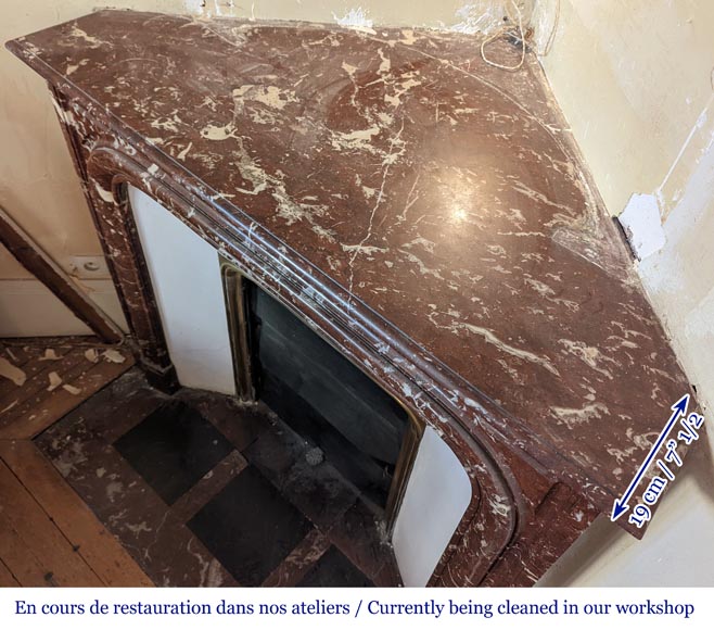 Louis XIV style mantel in Red marble from the North Louis XIV style mantel in Red marble from the North-8