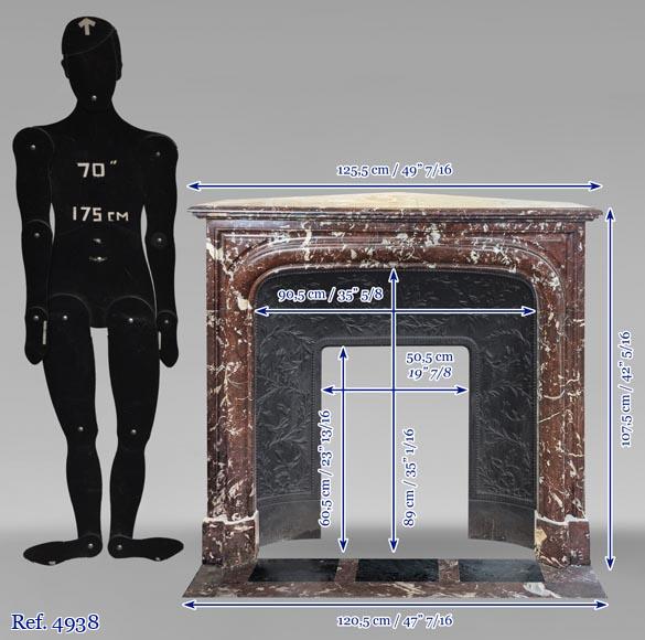 Louis XIV style mantel in Red marble from the North Louis XIV style mantel in Red marble from the North-9