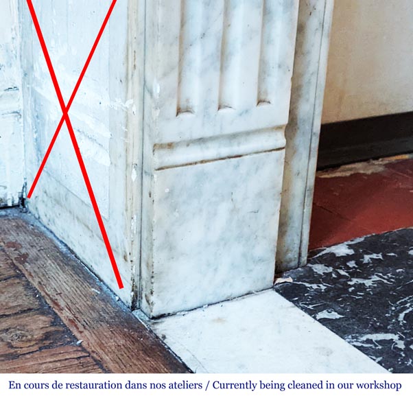 Antique Louis XVI style mantel in Carrara marble Antique Louis XVI style mantel in Carrara marble-4