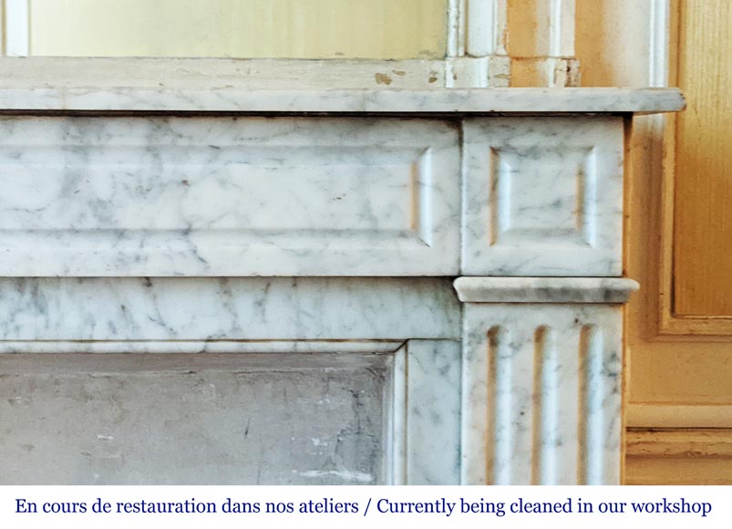 Antique Louis XVI style mantel in Carrara marble Antique Louis XVI style mantel in Carrara marble-6