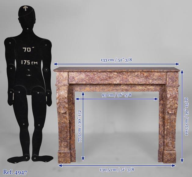 Louis XVI style mantel in Brocatelle marble Louis XVI style mantel in Brocatelle marble-10