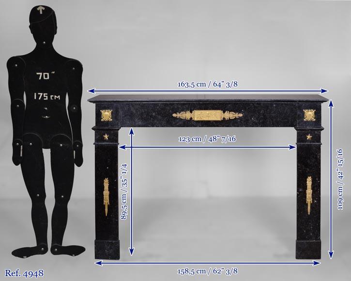 Empire period mantel in belgian petit granit with bronzes on the theme of the death of Archimedes Empire period mantel in belgian petit granit with bronzes on the theme of the death of Archimedes-15