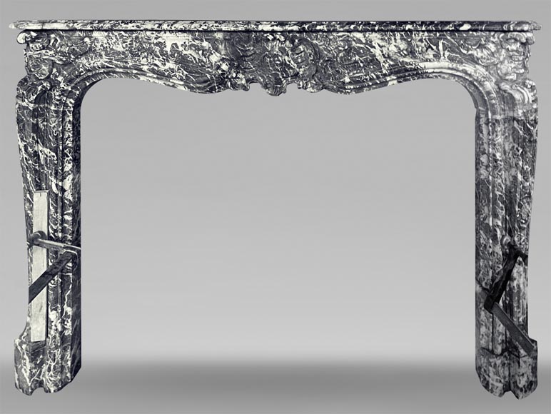 Beautiful Louis XV period mantel in grey Sainte Anne marble Beautiful Louis XV period mantel in grey Sainte Anne marble-0