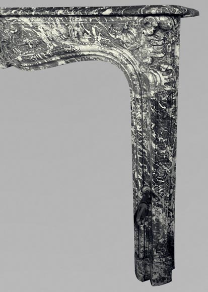 Beautiful Louis XV period mantel in grey Sainte Anne marble Beautiful Louis XV period mantel in grey Sainte Anne marble-4